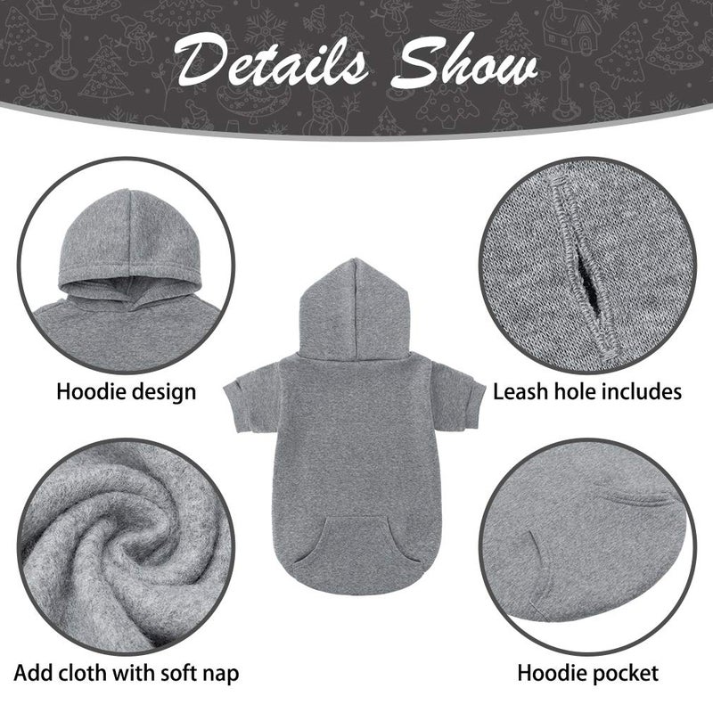 KOOLTAIL Basic Dog Hoodie - Soft and Warm Dog Hoodie Sweater with Leash Hole and Pocket, Dog Winter Coat, Cold Weather Clothes Sweatshirt for Small Medium Large Dogs Puppy Cat Boys Girls Grey L - Image 3